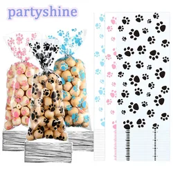 Pet Paw Print Cellophane Bags Heat Sealable candy bags For pet birthday party decoration supplies dog cat theme party favors