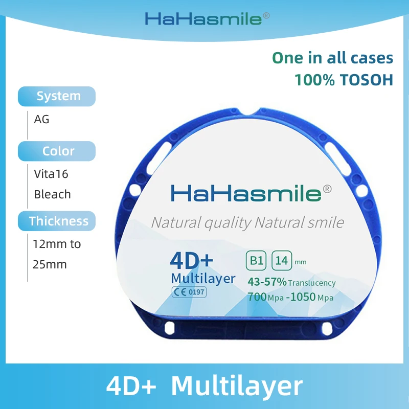 

HaHasmile Multilayer Zirconia Block 4D+ Multilayer AG B1 Dental Treatment Denture Accessories Medical Denture Dental Instruments