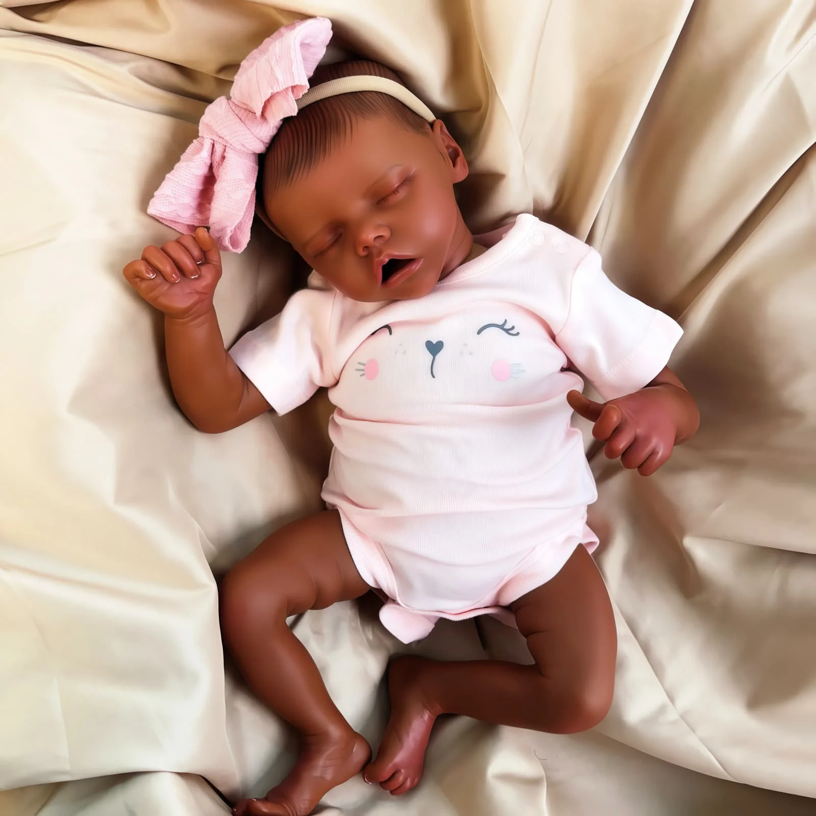 17-calowa realistyczna lalka noworodka - realistyczna afroamerykańska lalka Reborn - idealna dla kolekcjonerów i na prezenty