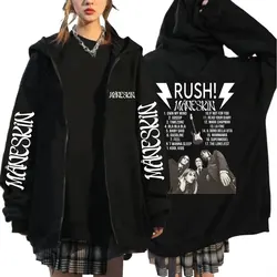 Banda de Rock Italiana Maneskin Rush Cartaz Zipper Hoodie para homens e mulheres, moletom solto masculino, casacos góticos, streetwear casual, moda Y2K