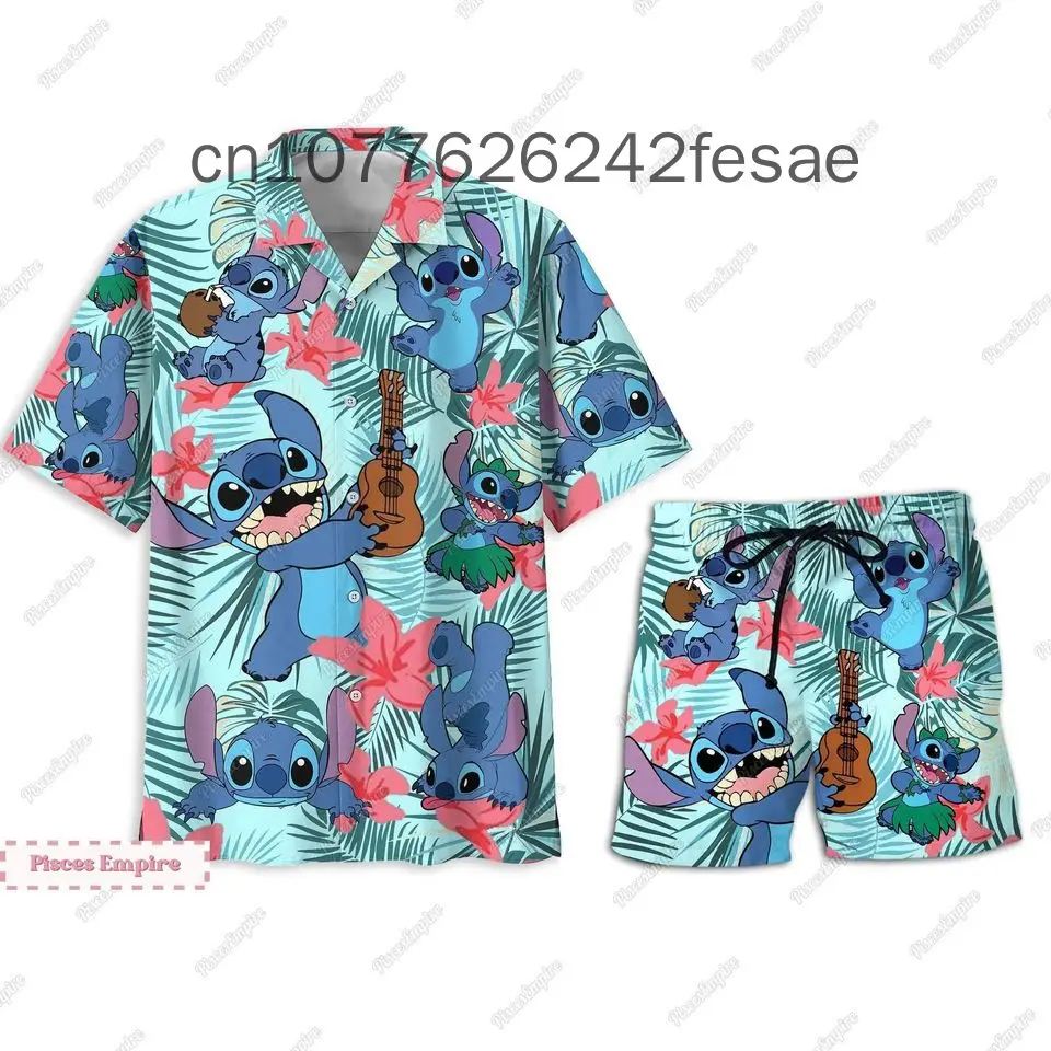 

Stitch Hawaiian Shirt/Man Shorts, Stitch Summer Shirt, Stitch Beach Shirt, Disney 3D Shirt, Aloha Shirts Men, Swim Shorts