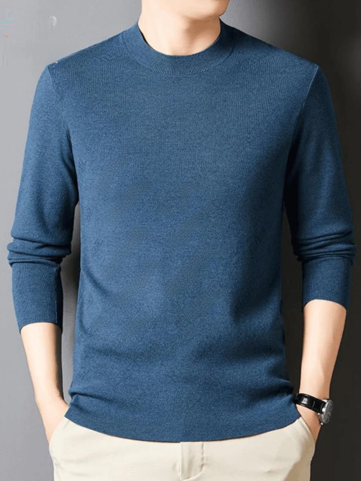 

Мужской вязаный шерстяной свитер Pierre Cardin с круглым вырезом, длинными рукавами, повседневный базовый топ, осенне-зимняя модная теплая и удобная кофта