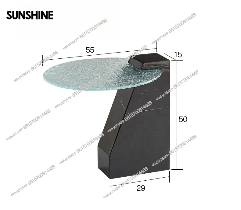 High Quality Tempered Glass Coffee Table Living Room Household Round End Table Combination Modern Marble Base Center Table