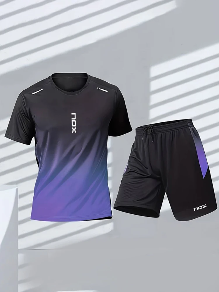 Men's summer comfortable and durable sports suit, summer breathable men's tennis sportswear, 3D printed round neck T-shirt