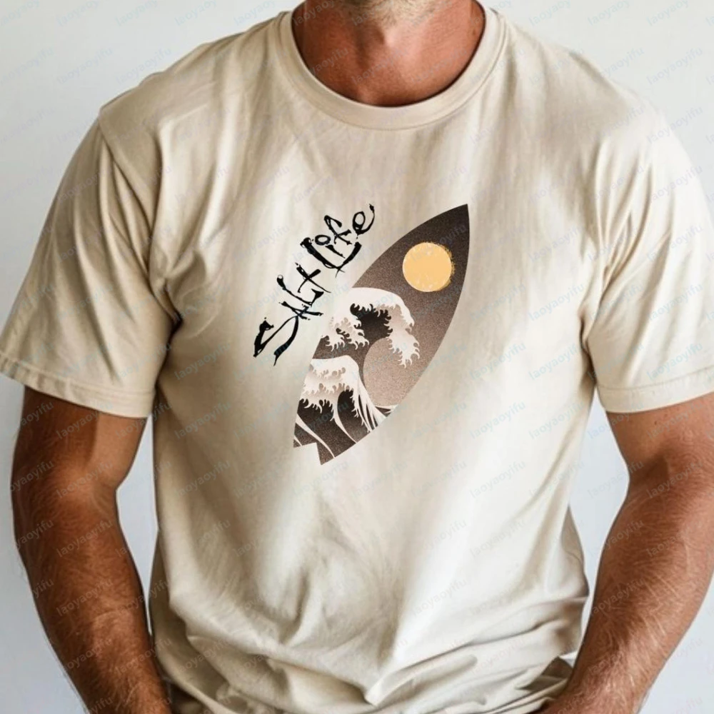Salt Life Surfboard T-Shirt Beach Lifestyle Graphic Ocean Surf Summer Vacation Shirt Coastal Style Unisex Tee Gift Streetwear