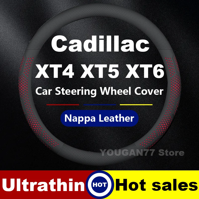 

Leather Car Steering Wheel Cover For Cadillac XT4 XT5 XT6 2018-2023 2024 2025 Auto Steering Wheel Cadillac Interior Accessories