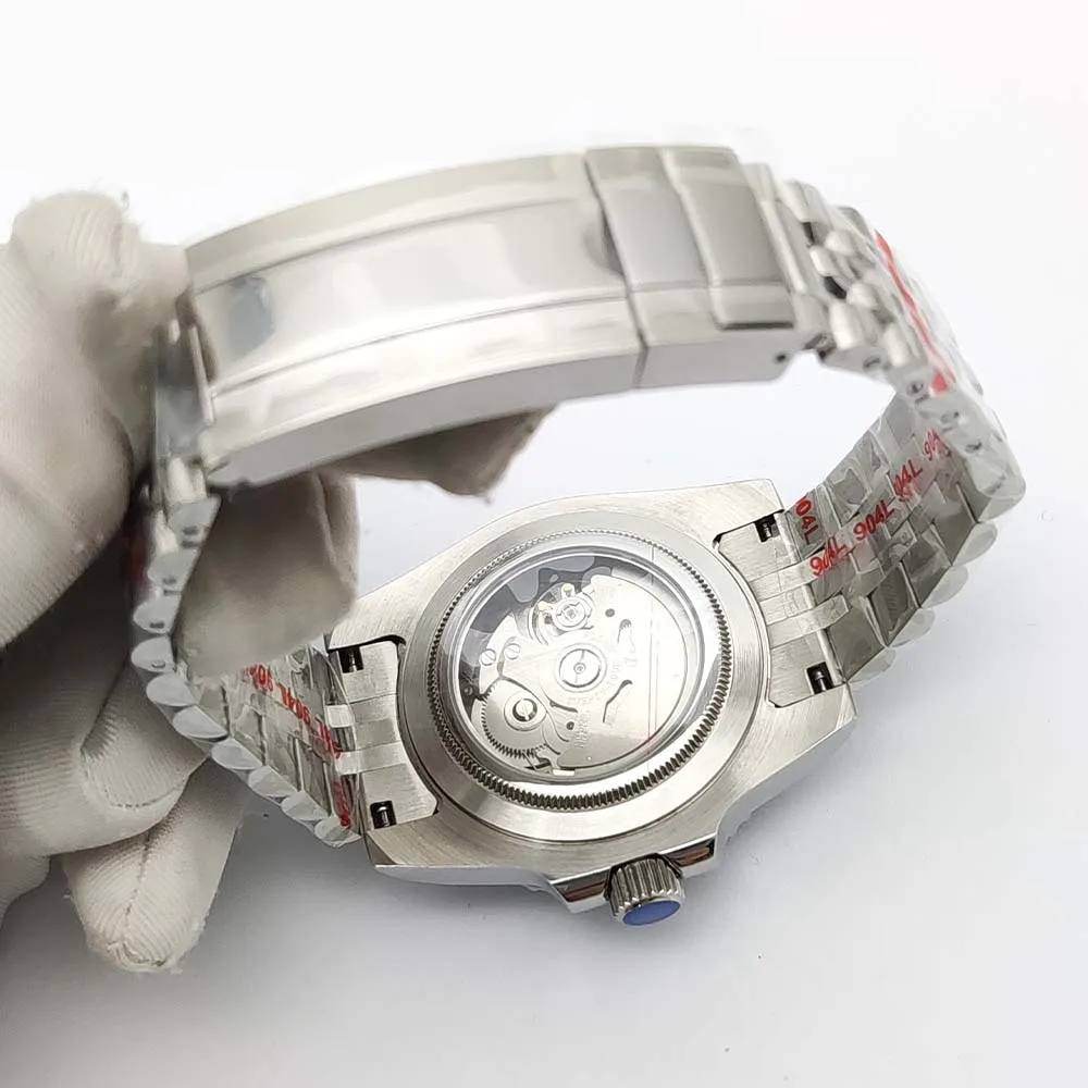 Nh35 Uhr automatisches mechanisches Uhrwerk weiß aseptisches Zifferblatt Edelstahl gehäuse wasserdicht 100mi Armbanduhr Saphirglas