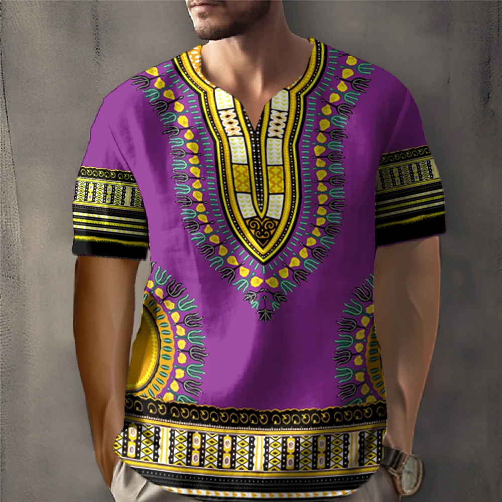 Unisex Dashiki T-shirts tradicionais para homens e mulheres, manga curta, 3D impresso, roupas extragrandes, moda verão