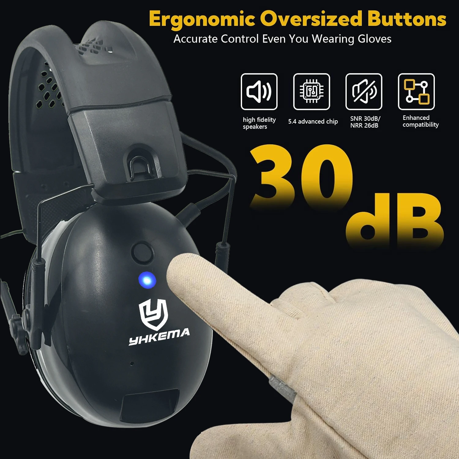 YHKEMA سماعات بلوتوث الإلكترونية إلغاء الضوضاء حماية السمع سماعة التكتيكية هلام الأذن واقية للأذنين #5