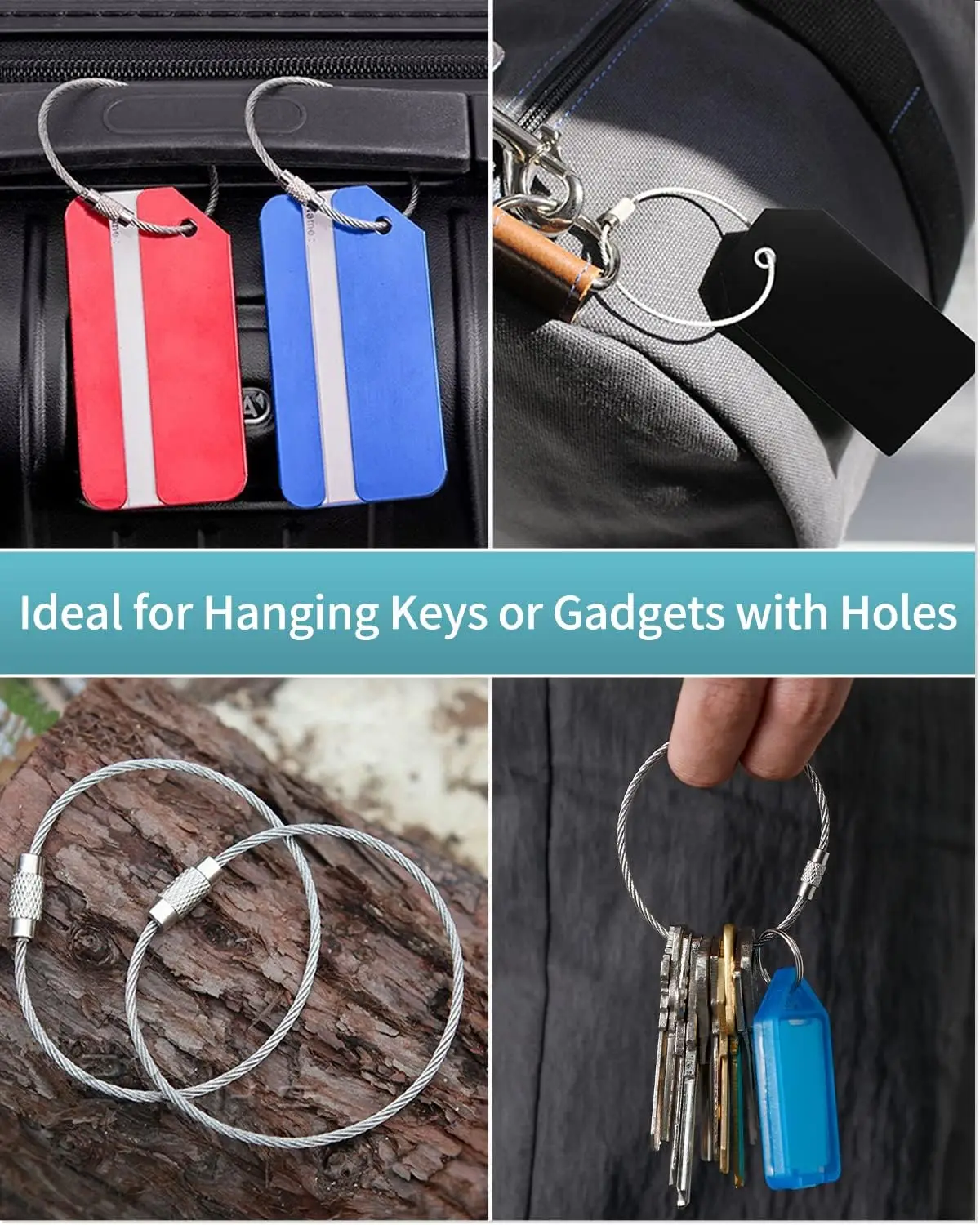 5/15/25/40 Stuks Uitschuifbare Draad Sleutelhanger Kabel Grote Sleutelhangers Bagage Tags Loops Houder ID Tag Keeper voor DIY Sleutelhanger Ambachten Gift