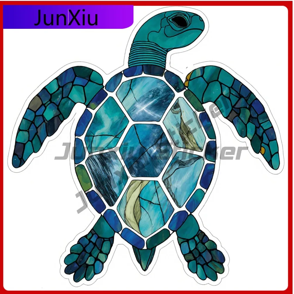 

1 Stained Glass Turtle Sticker Self-Adhesive Vinyl Decal with Blue and Teal Accessories Smooth Neck H Anim Car Lapto