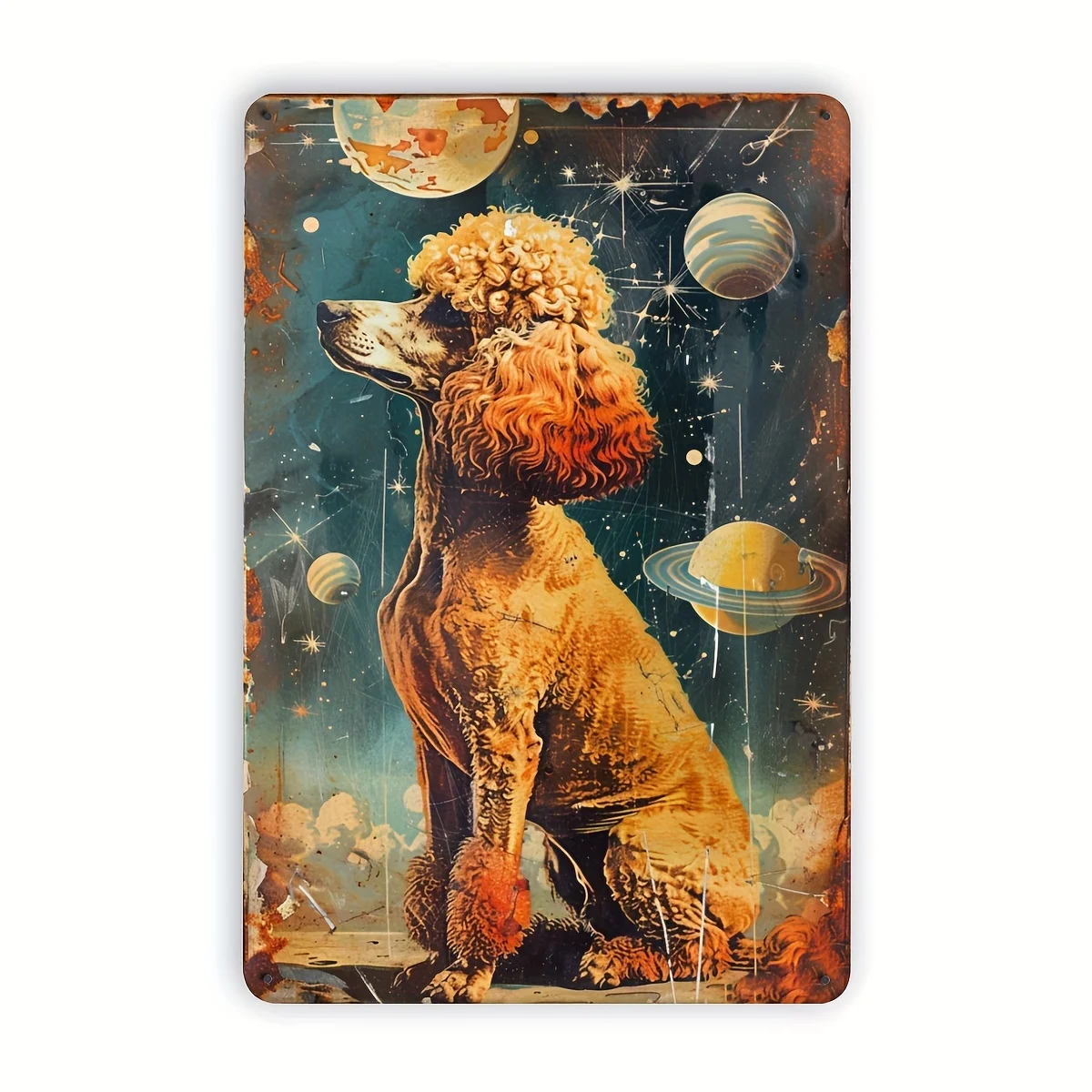 Vintage Brown Poodle Metal Tin Sign - 8x12 Inches, Durable Iron Wall Art for Home, Cafe, Bar, for Man Cave & Garden Decor | Easy