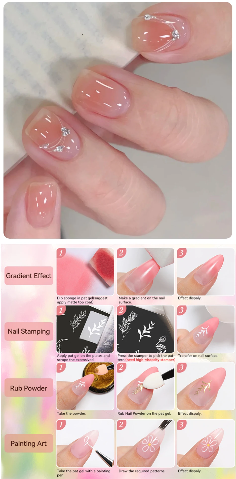 UR SUGAR 4 IN1 Pat Malerei Gel Nagel 4 Farben Farbverlauf Malerei Gel Nail art Semi Permanent Soak Off UV Nägel Verwendet Für Gel DIY – Detail 8