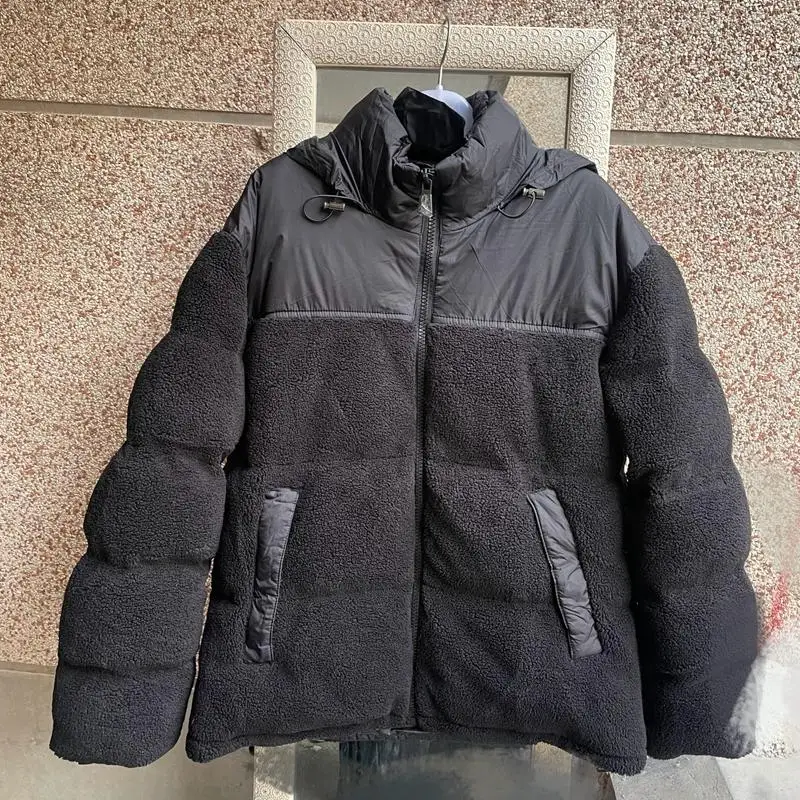 

Couples Lamb Velvet Jaet Cotton Coat Warm Thiened Hooded Youth Faion Outerwear for Young Men And Women