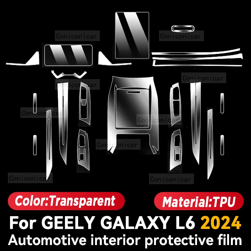 For GEELY Galaxy L6 2024 Car Interior Center Console Screen Protective Film Anti-scratch Repair film Sticker Accessories