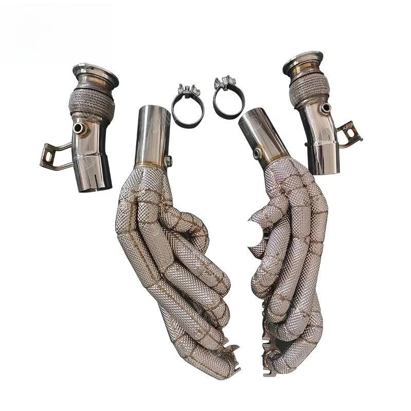 High Performance Stainless Steel Exhaust Header for  R8 V10 5.2L Heat Shield-Mirror Polished Racing Sport Upgrade Manifold 1
