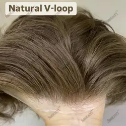 Ash Blonde Grey Men's Capillary Prosthesis Natural Hairline Men Toupee Human Hair 0.04-0.05mm Super Thin Skin Replacement System