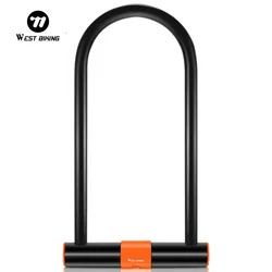 WEST BIKING Carbon Steel Bike U Lock Anti-Theft Secure MTB Road Bicycle Lock Motorcycle Scooter Cycling Accessories