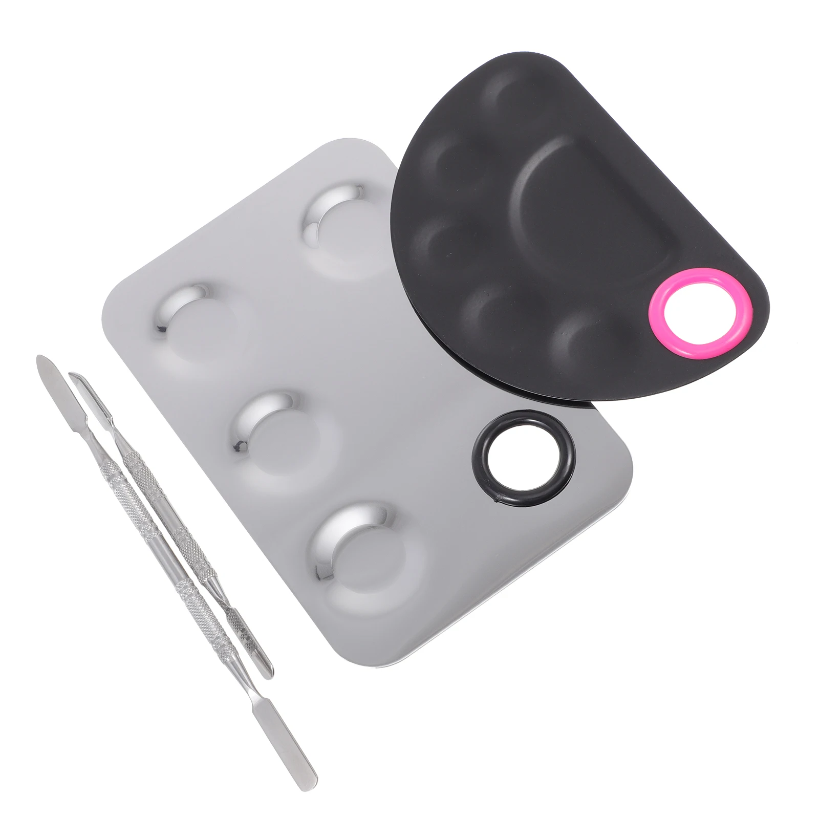 

Practical Manicure Stainless Steel Silver Color Mixing Boards Nail Paint Trays Display Racks Makeup Kits