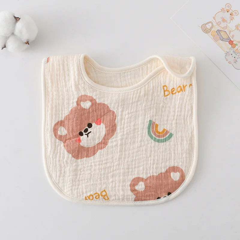 New 6 Layers Cotton Gauze Baby Bibs U-shaped Print Saliva Towel Newborn Burp Cloths Bandana Scarf for Boy Girl Feeding Drool Bib