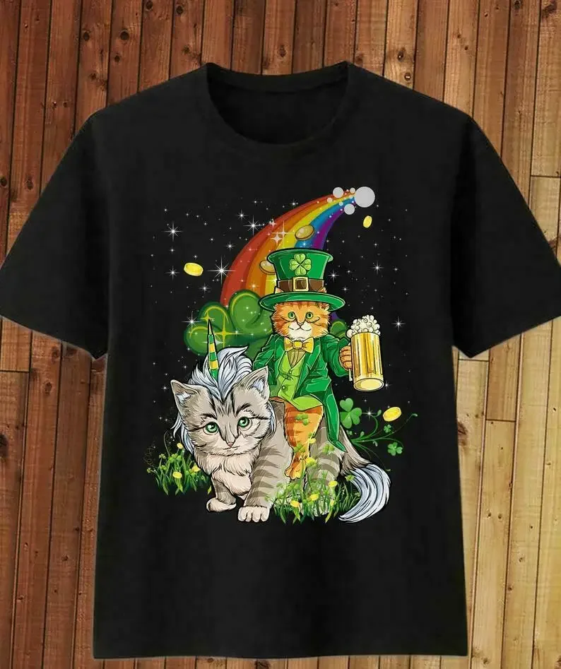 Short Sleeve 100% Cotton Casual T-shirts Loose Top Size S-5XL My Cat Is My Lucky Charm. Cat Lovers Patrick Day Gift T Shirt.