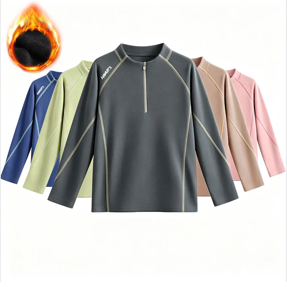 5-15 Years Children's Outdoor Sports Jacket for Autumn/Winter Boys' Functional Clothing Warm Fleece Girls' Thermal Sweatshirt