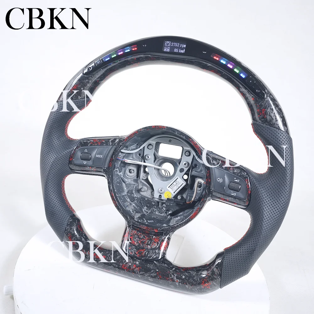 LED RPM Steering Wheel Fit For Audi Rs3 Rs4 Rs5 Rs6 Rs7 S3 S4 S5 A3 A4 A5 Customized Carbon Fiber Racing Steering Wheel