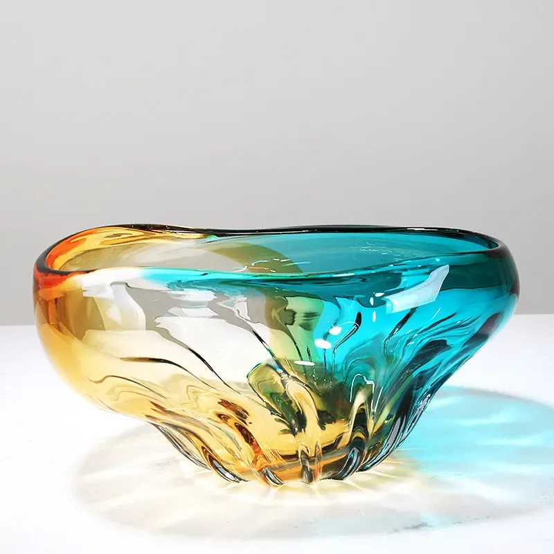 Modern Glazed Ceramic Fruit Plate Large Capacity Luxury Style Desktop Storage Tray for Living Room Dried Snacks Candy Bowl