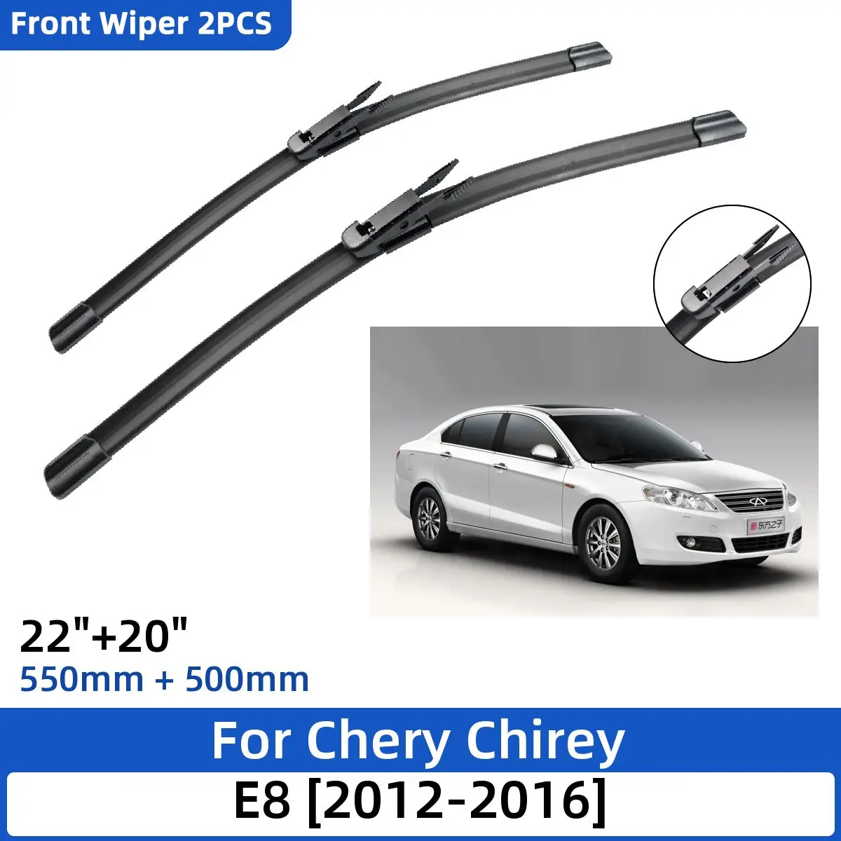 

2PCS For Chery Chirey E8 Eastar B16 Oriental Sun 2012-2016 22"+20" Front Wiper Blades Windshield Windscreen Window Accessories