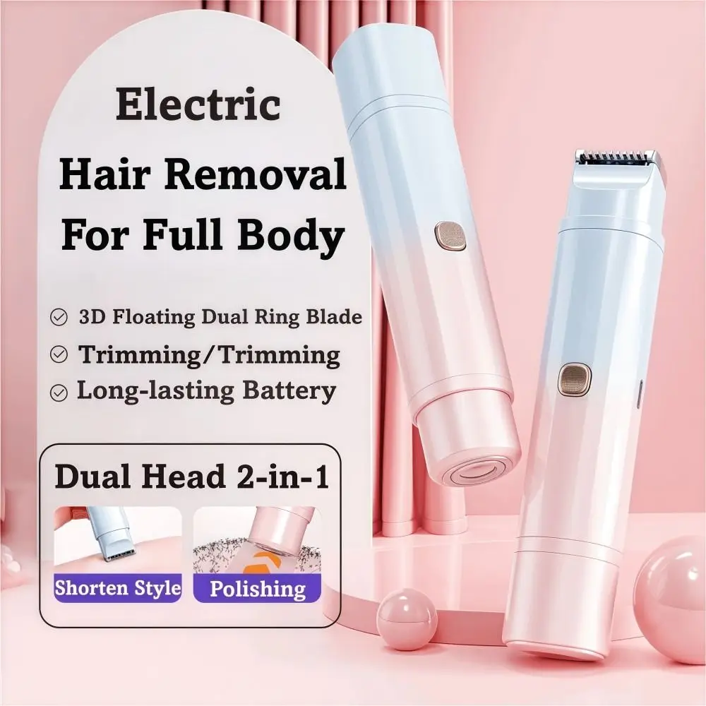 

Изысканный электрический женский триммер для удаления волос с двойной головкой 2-в-1, портативная бесшумная электробритва для стрижки волос