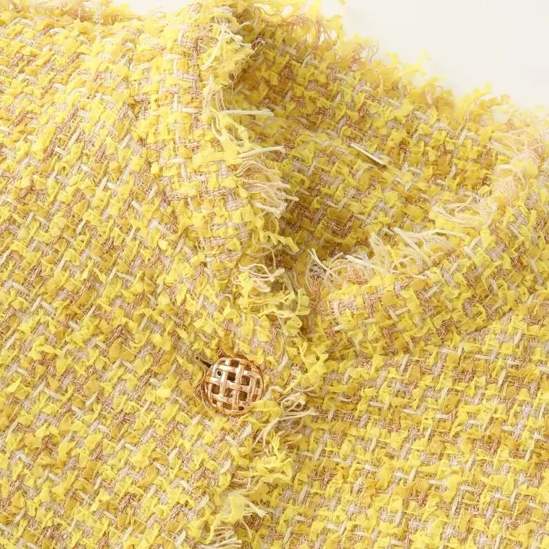 معطف نسائي جديد للخريف من JNLEAOG أصفر صغير الحجم Sle Jaet بتصميم متعدد الاستخدامات معطف فضفاض من البوليستر #2