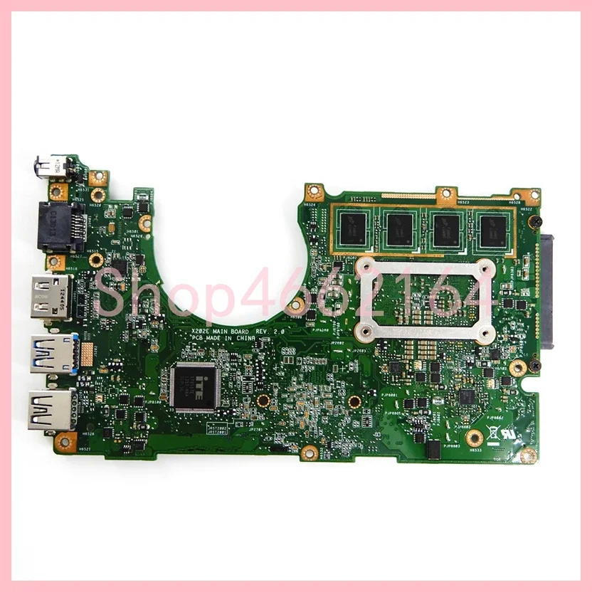 X202E  i3-3217U CPU 2GB-RAM Notebook Mainboard For ASUS S200 S200E X202 X202E X201EP X201EV X201E Laptop Motherboard Tested OK