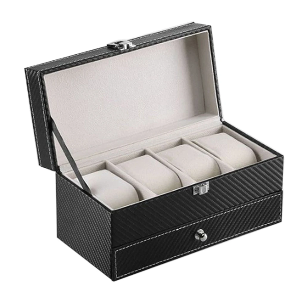 Couple 4 Grid Watch Box Watch Box Double Jewelry Display Storage Box Shelf Storage Display Box Gift Box Black and