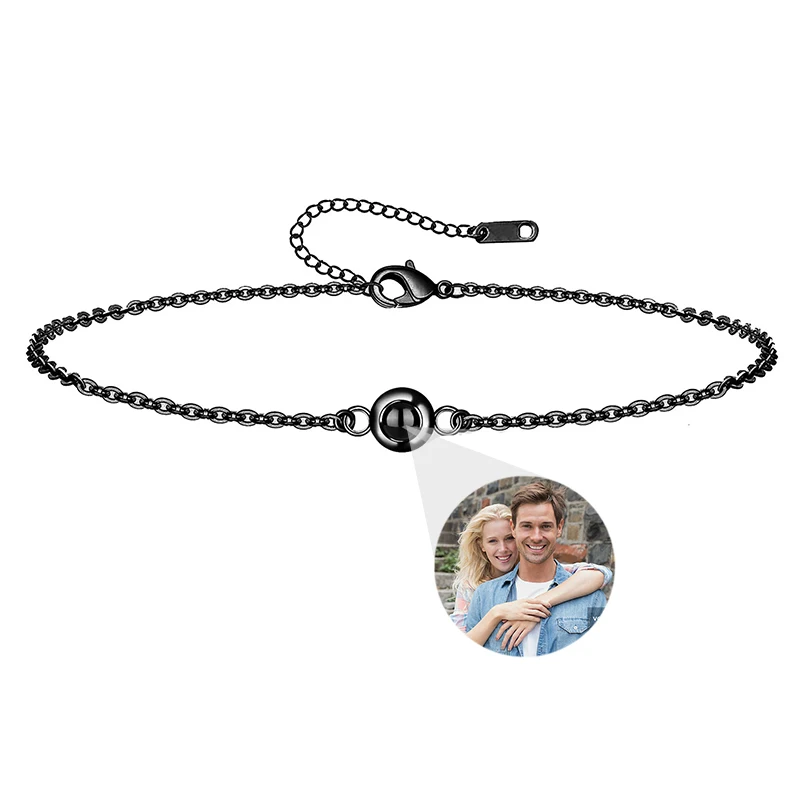 Personalisiertes Foto-Armband mit Bild im Inneren, 100 Sprachen 'Ich Liebe Dich' Projektions-Armband aus Edelstahl