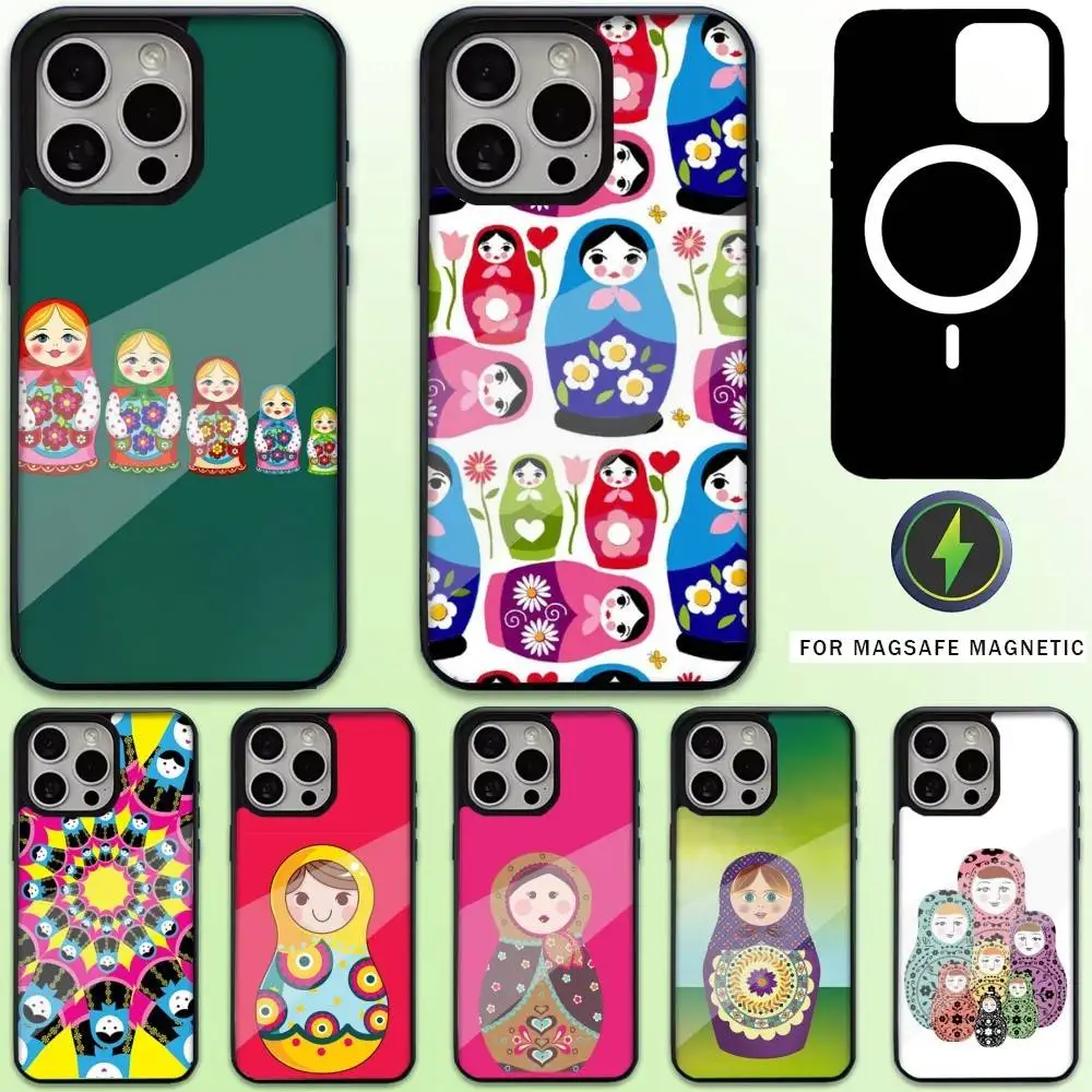 

Russian Art Matryoshka Phone Case For iPhone17,16,15,14,13,12,11 Plus,Pro Max Magnetic For Magsafe Wireless Charging