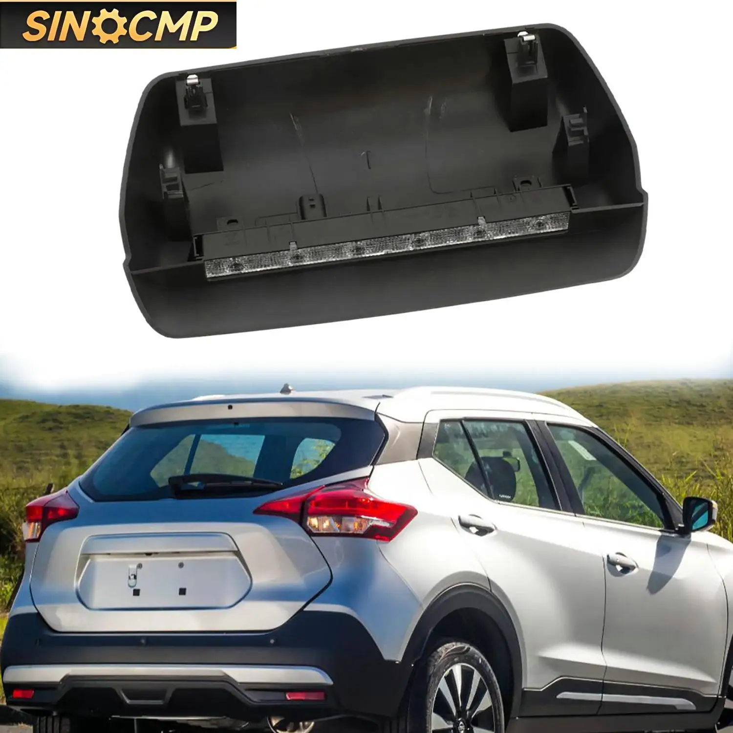 

1 шт., третий стоп-сигнал с высоким креплением 26590-5RA0A для Nissan Kicks 2017-2020, задний ABS, черный, автомобильные детали и аксессуары