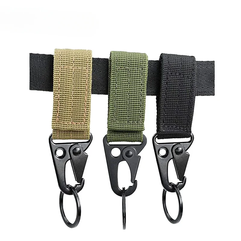 Clip Buckle Nylon Belt Key Ring Keychain Holder Carabiners Hanger Buckle Hook for Outdoor Hiking Camping Climbing