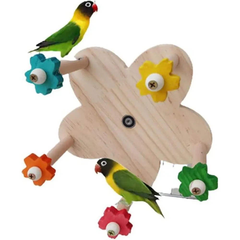 

Rotating Parrot Bird Toy Durable Resistant To Biting Parrot Spinning Ferris Wheel Wooden with Bearing Parakeet Wheel Toy