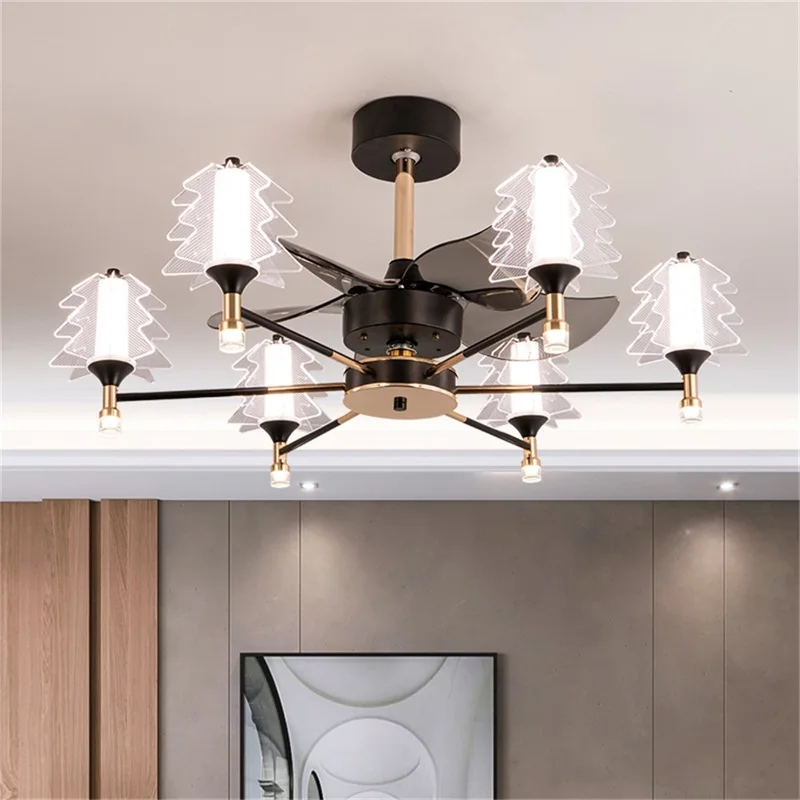 

TEMAR Postmodern Ceiling Fan with Lights Remote Control LED Lamp for Home Dining Room Decoration