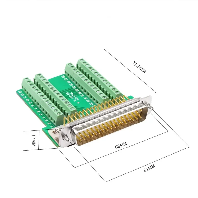 D-SUB 50PIN DB50 Solder-free Three 3-row 50-pin Connector Solder-free DB50 Male Header Female Adapter Board Terminal Column