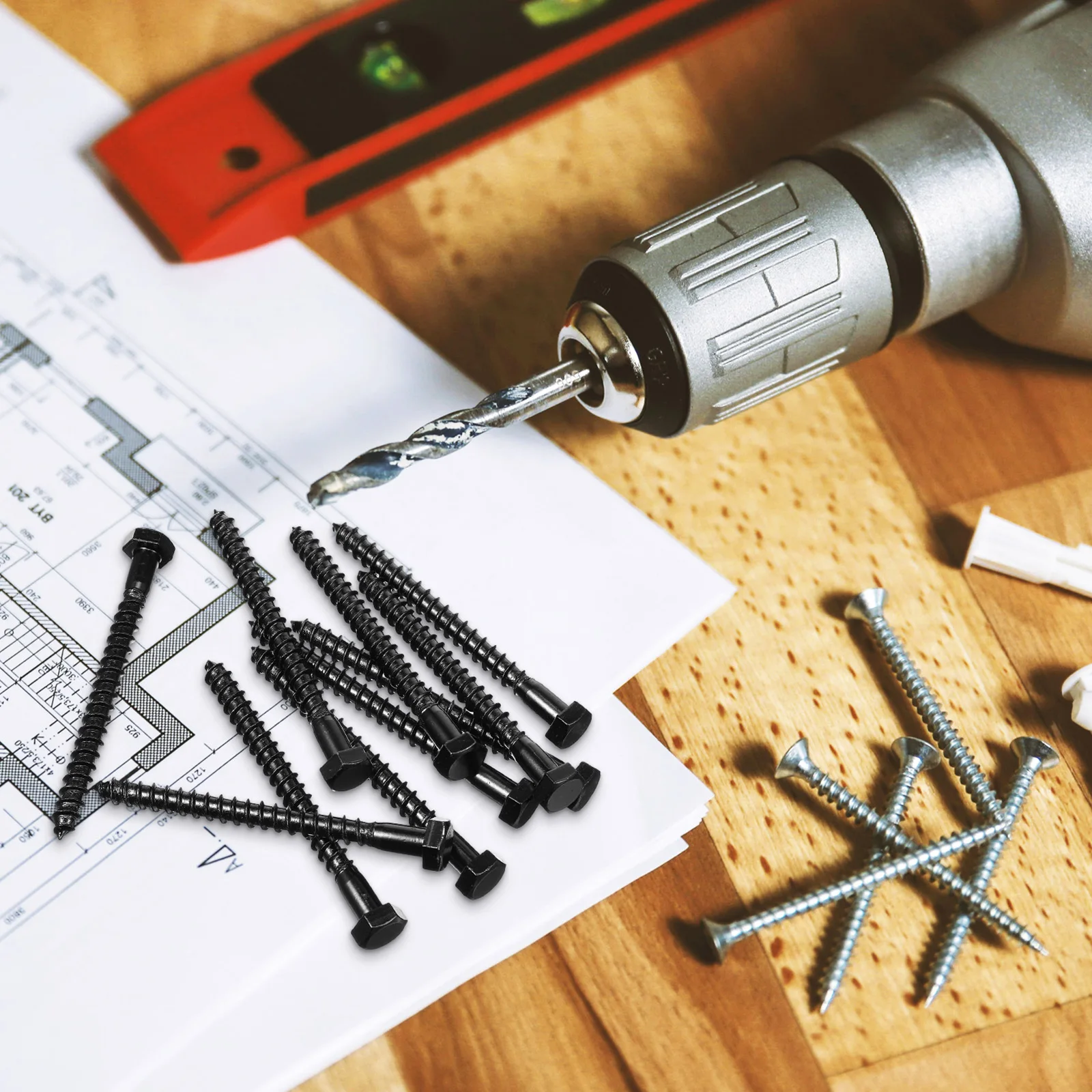 

10pcs Carbon Steel Lag Screws 8Mm Hex Head Wood Fasteners Heavy Duty Self Tapping For Decking Fence Outdoor Construction Wood