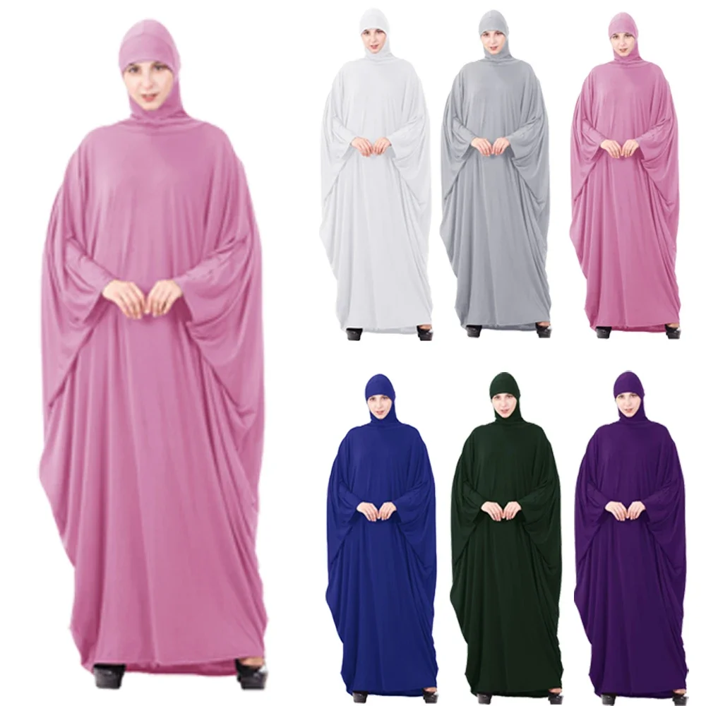 Eid Hooded Abaya Women Muslim Prayer Dress Overhead Abayas Dubai Turkey Kaftan Arabic Robe Islamic Clothing Modest Abayas Burqa