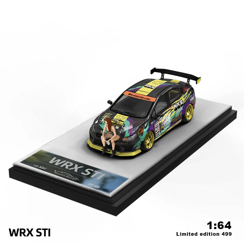 TIME MICRO 1:64 WRX STI HKS Painting Alloy Car Model Model Car Collection& Display& Gift