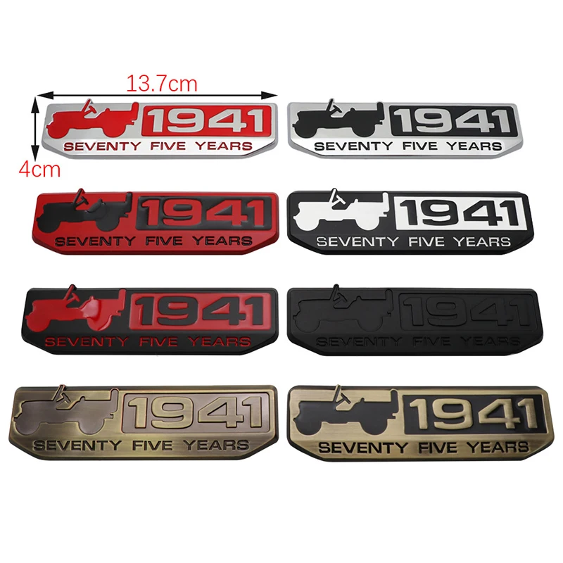 3D Metal 1941 Emblem Logo Badge Metal Decoration Sticker Car Stickers For Jeep Wrangler Grand Cherokee Patriot Car Accessories