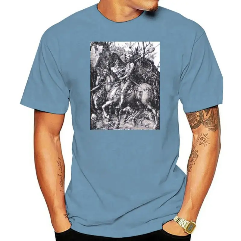 The Rider - Screen Printed T Shirt - Albrecht Durer - Knight Death and The Devil men t shirt