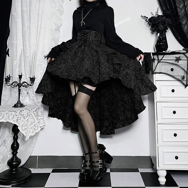 Coalfell Dark Gothic Slim Trailing Skirt Subculture Halloween Hot Girl High Waist Y2k Skirt