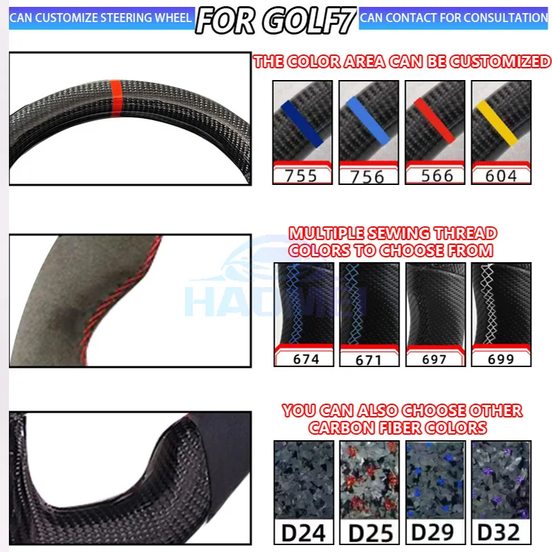 Forged Carbon Fiber Steering Wheel For Volkswagen MK7 MK7.5 GTI R GTD GTE Golf 7, Optional Paddle Shifters Version