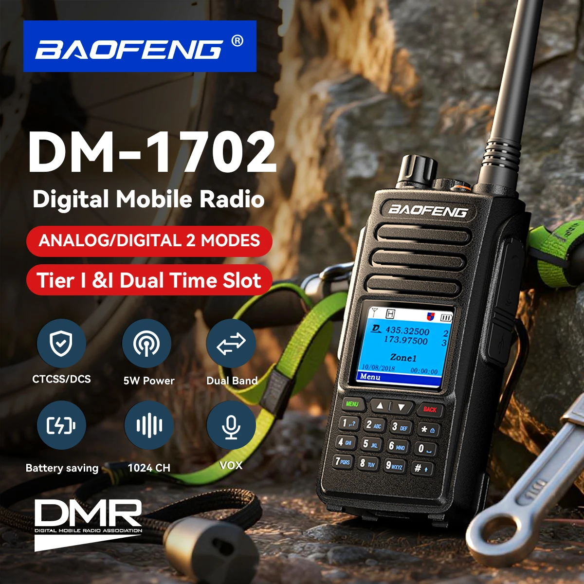 Baofeng DMR Radio DM-1702 Walkie Talkie DM1702 Dual Mode Analog Und Digital Dual Band Two Way Radio Long Range Dual Time Slot