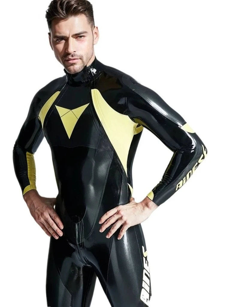 

Customized Latex Catsuit Rubber Zentai Catsuit With crotch Zipper Handmade Rubber Fetish Club wear Cosplay