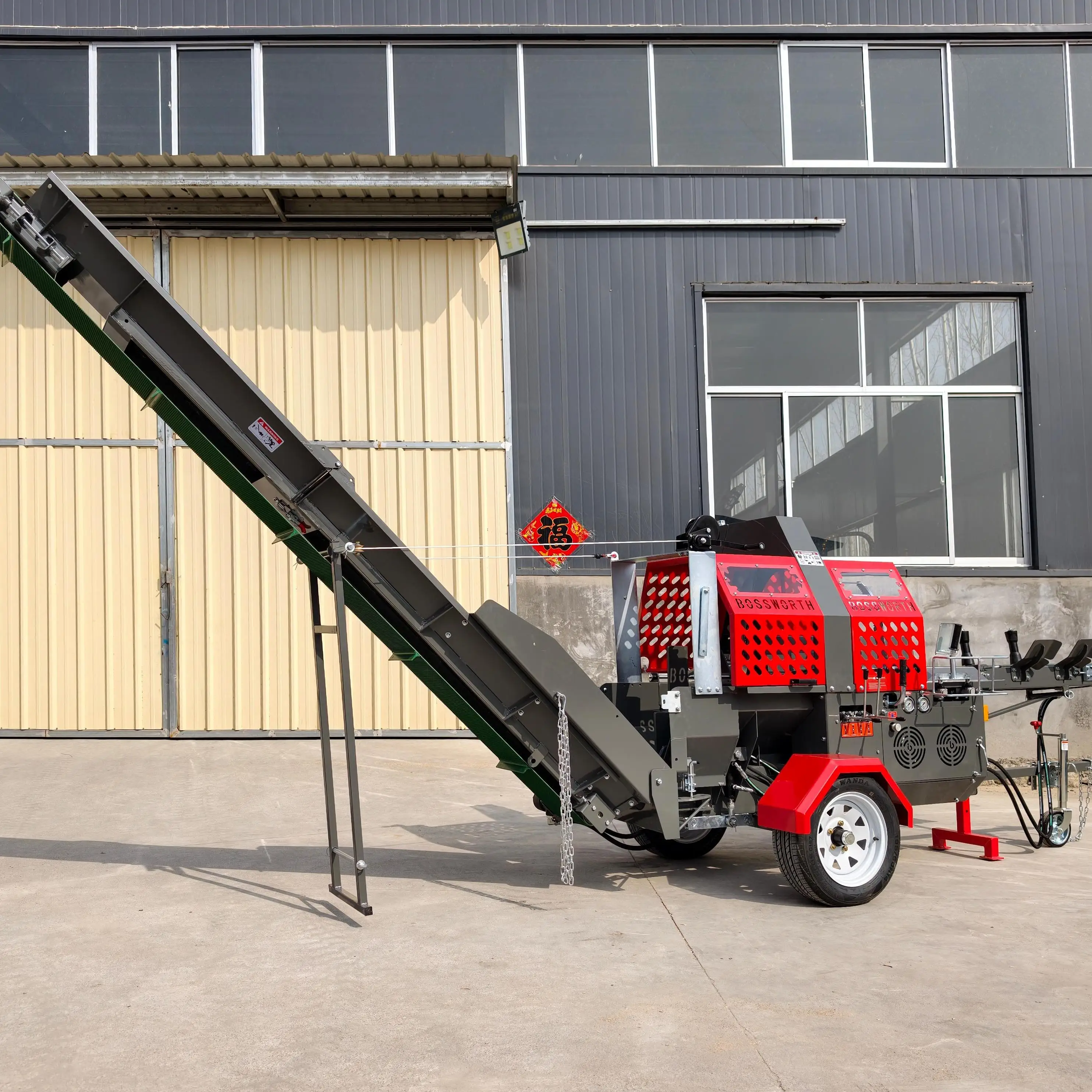 Customized Log Processor Automatic Wood Splitting Machine Firewood Processing Machine Fully Automatic 20t Firewood Proc